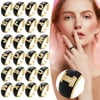 MIARHB ring Adjustable Crystal Gold Initial Letter Open Women Alphabet Rings Women's Signet Tone