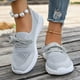 thumbnail image 4 of Zapatillas planas transpirables de malla tejida para mujer, zapatos casuales antideslizantes de moda para caminar, mocasines cómodos de suela suave sin cordones, zapatillas de tenis, 4 of 5