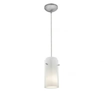 28033-1C-BS/CLOP Access Lighting Sydney-One Light Cylinder Pendant (Cord Hung)-4.75 Inches Wide by 14 Inches Tall-Brushed Steel Finish-Clear/Opal