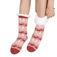 thumbnail image 3 of 4 Pairs Winter Fuzzy Slipper Socks Non Slip Soft Cozy Fleece Lining Knit Thick Warm Christmas Socks, 3 of 6