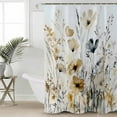 thumbnail image 2 of Extra Long Shower Curtain 72x84 Inch, Brown Retro Floral Shower Curtain Waterproof Bathroom Decor Spring Botanical Wildflowers Fabric Bath Curtain Set Accessories with Hooks, 2 of 6