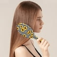 thumbnail image 3 of Floral Sunflower Pattern Hair Brush, Rustic Farmhouse Style Detangler with Vintage Yellow Bloom Pattern, 3 of 8