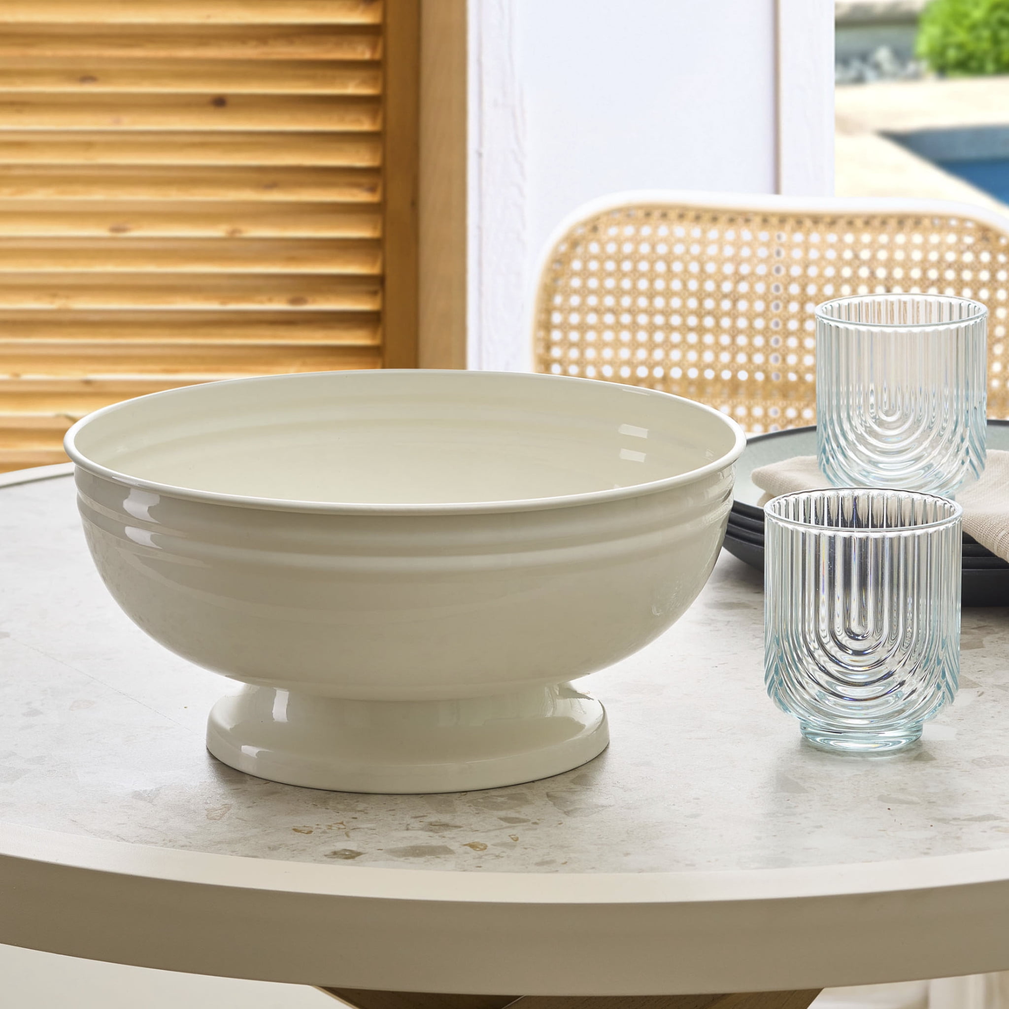 Better Homes & Gardens - Vanilla White Steel Serve Bowl BH25100135206J1, 11.73 in x 5.51 in H