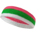 thumbnail image 3 of Couver Triple Color White Striped Sports Head Sweatband Bright Pink Bright Green White 3 Pack, 3 of 7
