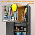 thumbnail image 5 of Fesbos Metal Storage Cabinet with Pegboard, Heavy Duty Garage Storage Cabinet with Adjustable Shelves and Doors, Lockable Steel Storage Cabinet with Drawer, 5 of 8