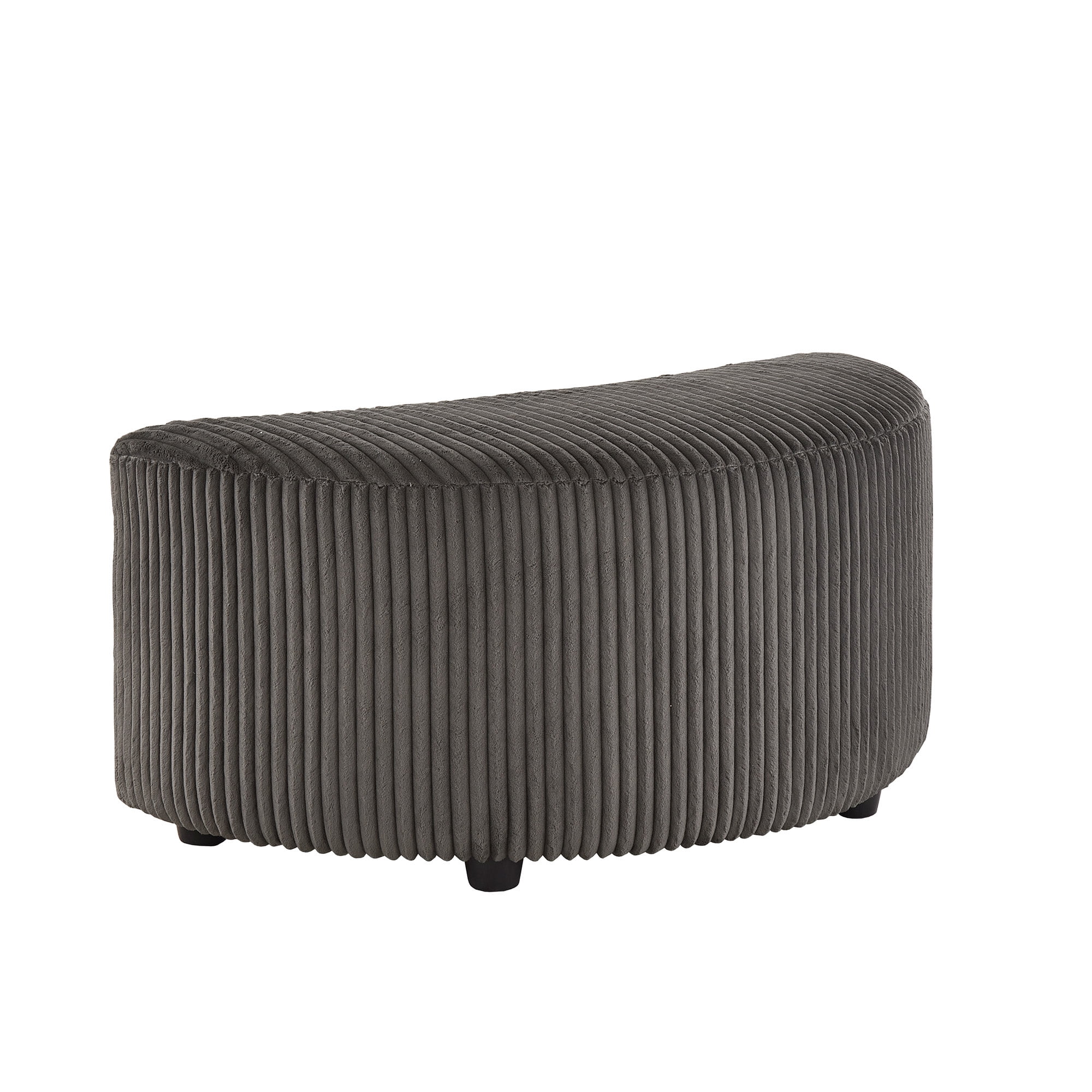 Weston Home Killarney Wale Corduroy Crescent Moon Ottoman, Grey Ottoman