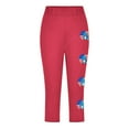 thumbnail image 4 of Juslio Girls Pants Kids Girls Fashion Print Summer Leisure Yoga Leggings Sports Cropped（Pink Capris， 8 Years）, 4 of 4