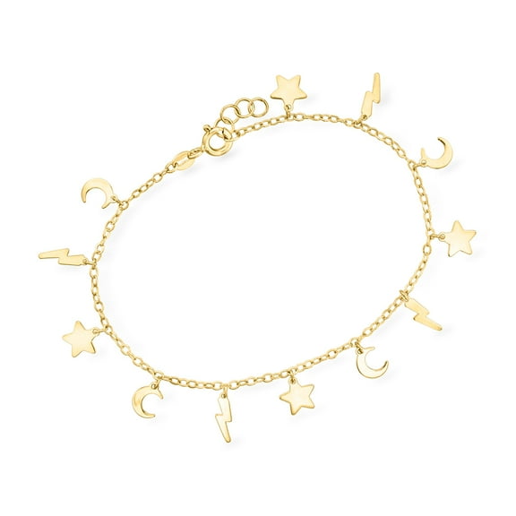 Ross-Simons Italian 10kt Yellow Gold Celestial Symbol Charm Bracelet, Women's, Adult