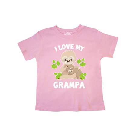 

Inktastic Cute Sloth I Love My Grampa with Green Leaves Gift Toddler Boy or Toddler Girl T-Shirt