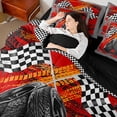 thumbnail image 4 of Castle Fairy Geometric Checkered Flag Twin Bedding Sets,Racing Car Bedding Comforter Set, 4 of 8