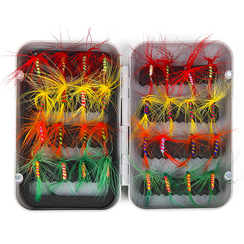 ANGLER DREAM Fly Fishing Flies with Waterproof Fly Box Kit for Bass Trout  Salmon 32Pcs/48Pcs/88Pcs/100Pcs Premium Hand-Tied Dry Flies, Nymphs, Scud  Streamers Lures Starter Kit with Hooks 32pcs Fly Flies