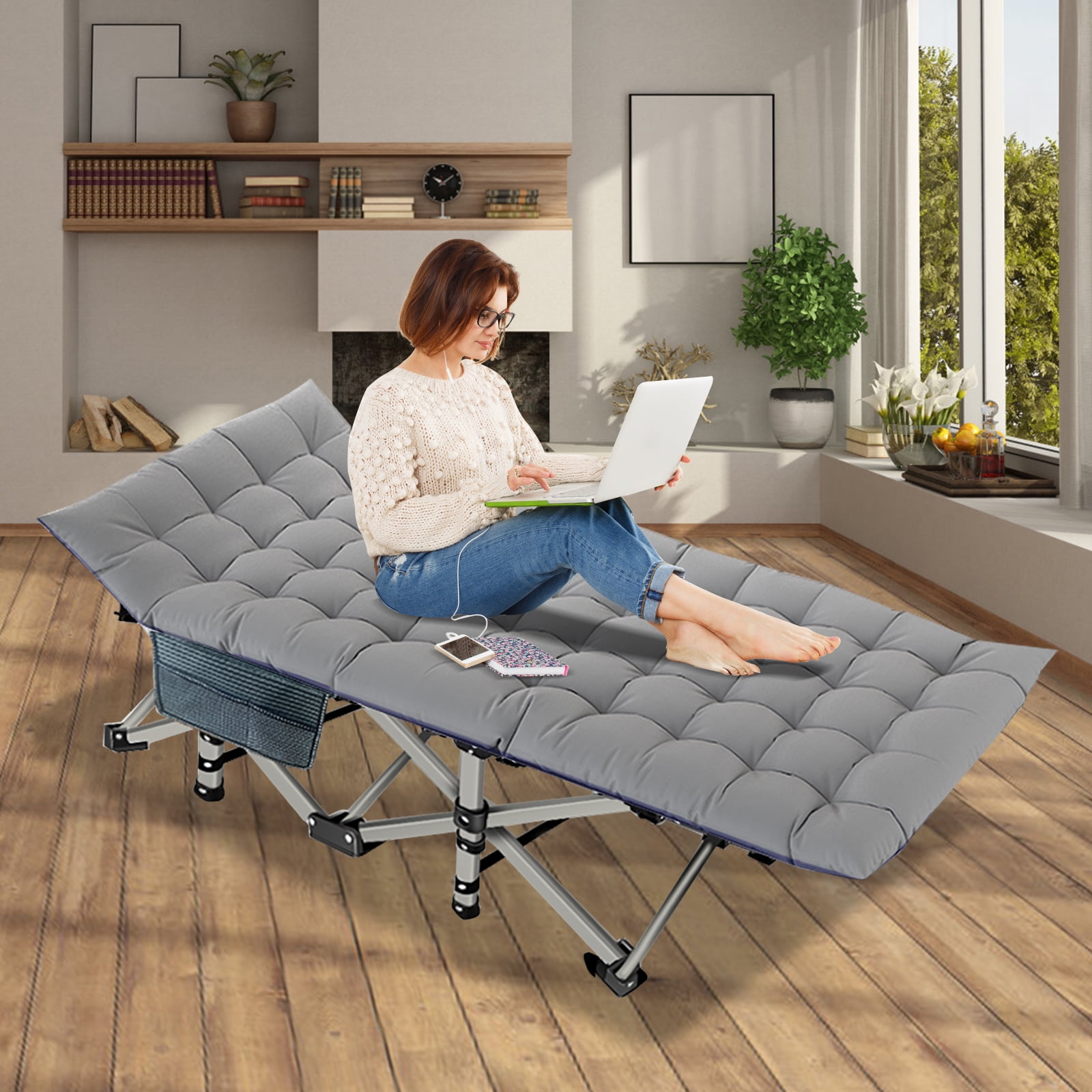 MOPHOTO Folding Camping Cots for Adults, Portable Folding Bed, Heavy