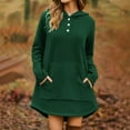 thumbnail image 2 of ZQGJB Tunic Hoodie Tops for Women Long Sleeve Casual Fall Winter Quarter Button up Hooded Sweatshirt Lightweight Loose Irreugular Hem Oversize Comfy Pullover Tops with Pockets Green XL, 2 of 7