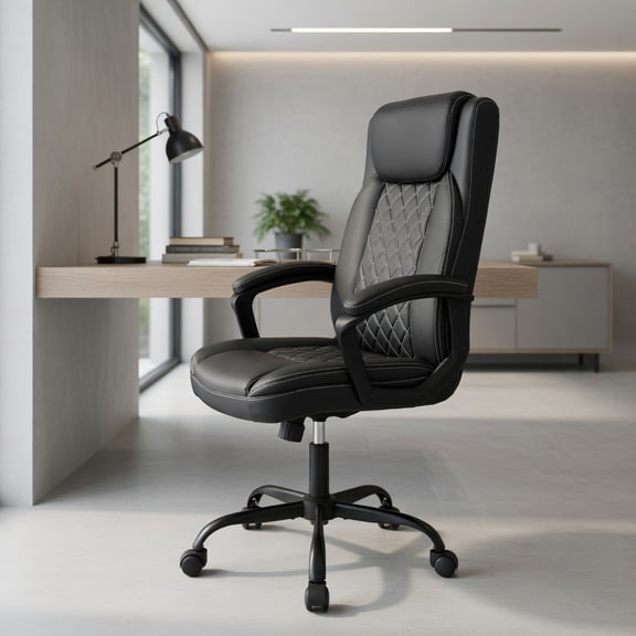 Spaco High Back Ergonomic Executive Chair with Thick Headrest Cushion-Black, Home Office Computer Desk Chair, Ergonomic Office Chair for Bedroom,Study