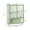 thumbnail image 2 of Royard Oaktree Metal Wall Cabinet with Glass Doors, Kitchen Storage Cabinet w/Shelves & Towel Bar, 2 of 7