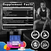 Animal Creatine Chews – 5g Creatine Monohydrate, Fast-Absorbing, No Mess Powder-Free – Fruit Punch - 30 Count