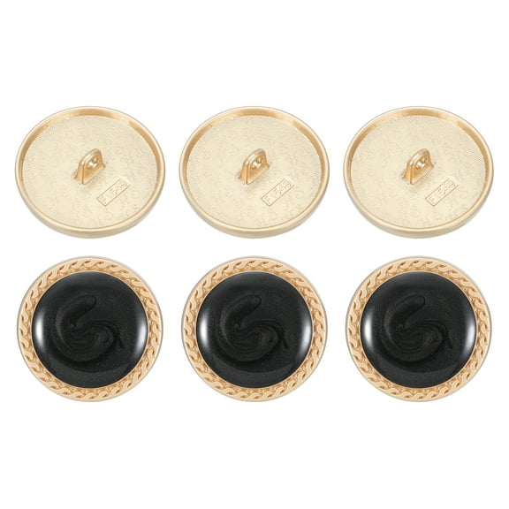 Uxcell 6Pcs Buttons for Clothes, 1 Inch Vintage Round Buttons for Sewing Crafts Decoration, Black