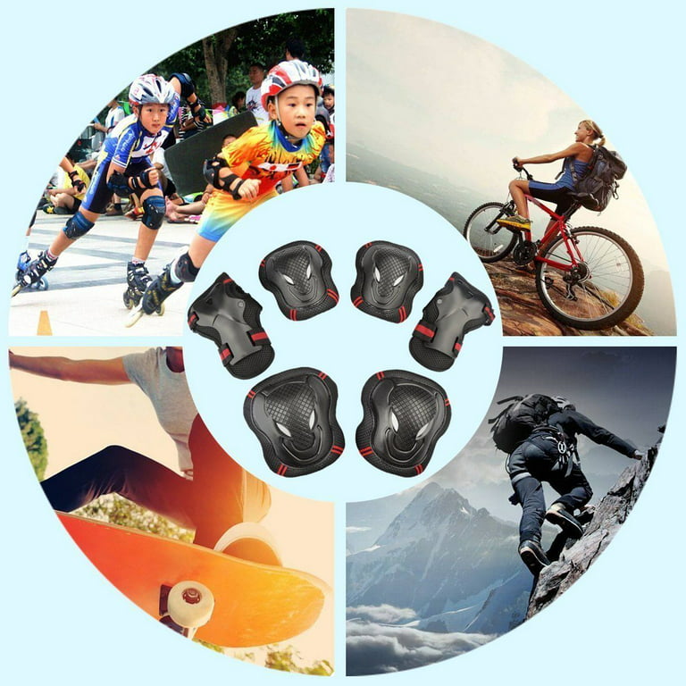 Helmet with 6pcs Elbow Knee Wrist Pads Outdoor Skating Skateboard Cycling  Sports for Youths Kids Children Teen Protective Gear Safety Scooter