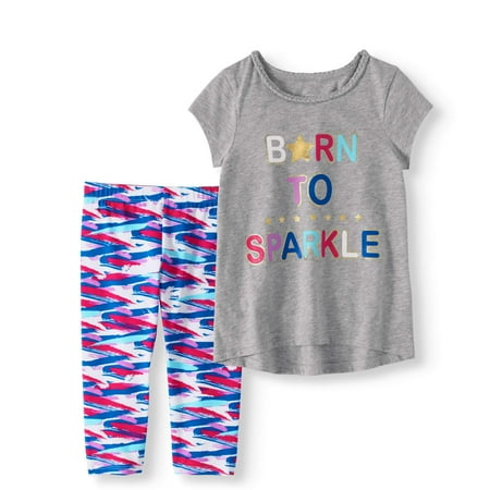 Little Girl Planter - Little Girls' 4-8 Metallic Graphic T-shirt and Capri Legging 2-Piece Outfit Set
