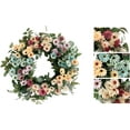 thumbnail image 2 of Artificial Cosmos Daisy Flower Fall Front Door 24 Inch Colorful Blossom Foliage on Grapevine Base for Farmhouse Door Festival Celebration Party Wall Window Home Decor, 2 of 6
