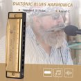 thumbnail image 3 of Key of C Diatonic Harmonica Mouthorgan with ABS Reeds Mirror Surface Design 10 Holes Blues Harmonica Perfect for Beginners Professional Students Kid Gold, 3 of 7