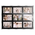 thumbnail image 2 of Stainless Steel Silver Wood Finish Collage Frame - Black Mat, Holds Nine 4x6 Photos , UV Resistant, 2 of 8