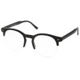 thumbnail image 2 of sunglassLA Unisex Retro Semi-Rimless Clear Lens Round Horn Rimmed Eyeglasses 50mm (Matte Black / Clear) - 50mm, 2 of 4