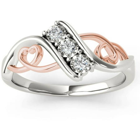 Imperial 1/10 Carat T.W. Diamond Pink Two-Tone Heart 10kt White Gold Fashion Ring