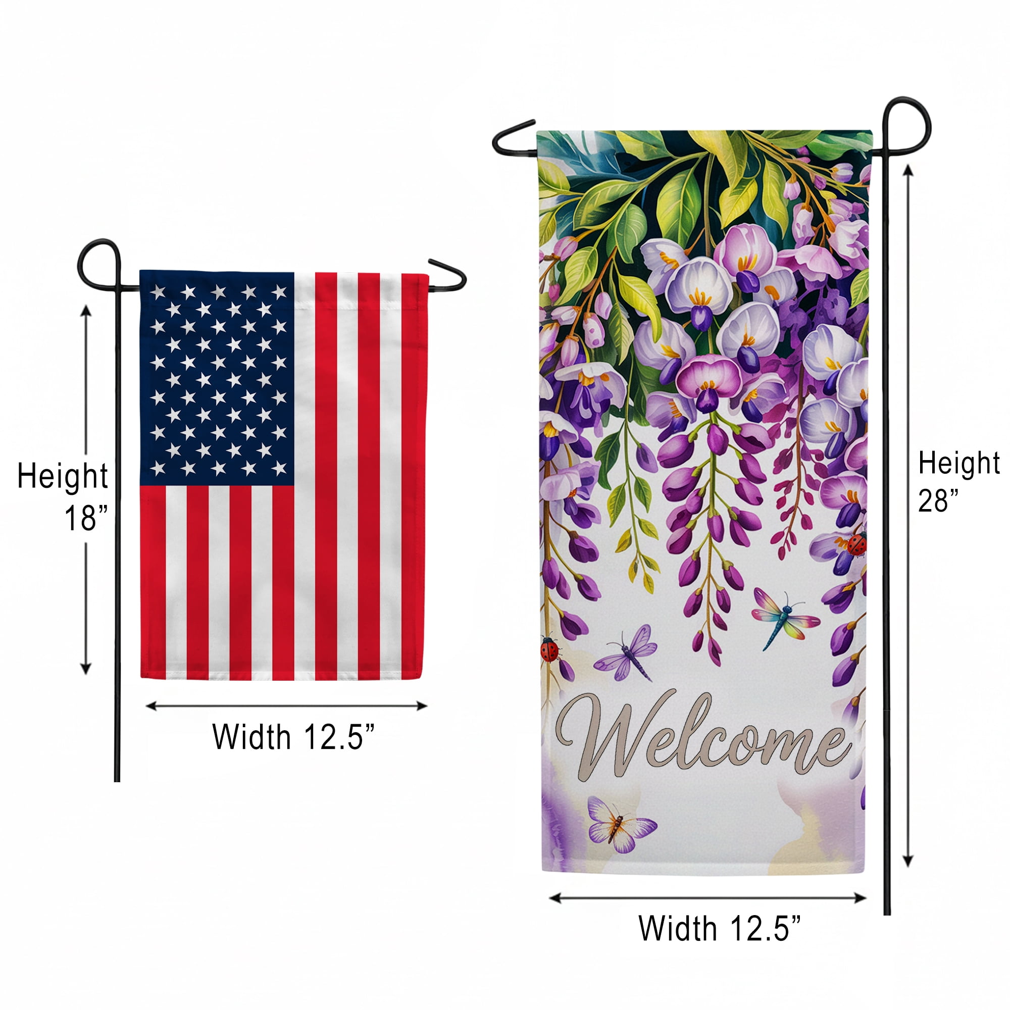 America Forever Welcome Spring Tulips Garden Banner Flag, 12.5 x 28 inch Double Sided, Potted Flower Decor, Colorful Tulip Garden Flag, Spring Outdoor Yard Decoration