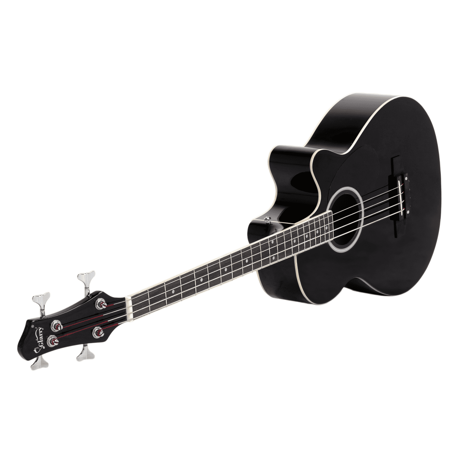 Hassch 4 String Electric Acoustic Bass Guitar with 4-Band Equalizer, Bag and Strap, Beginners Bass with Cable, Plectrum and Wrench Adjustment Tool, Black