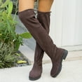 thumbnail image 2 of Rokment Womens over The Knee Dress Boots Fashion Suede Non Slip Chunky Low Heel Thigh High Pull on Long Tall Boots Brown Size 9, 2 of 6