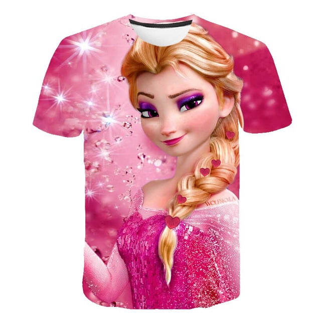 Verano niños Frozen 2 camisetas niñas manga corta Elsa Anna dibujos animados camisetas niños serie Disney impresión Casual camisetas 4T Gao Jinjia LED