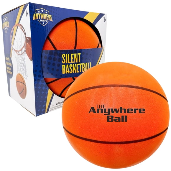 Anywhere Sports: Silent Basketball - 7" Mini Size, Orange Squishy Airless Foam Ball, Realistic Bounce, Quiet Indoor-Outdoor Play, Waterproof, Kids 3+