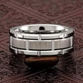 thumbnail image 4 of Tungsten Rings for Men Wedding Band Silver Brick Pattern Brushed Engagement Promise Size 6-16 (Tungsten, 16), 4 of 6
