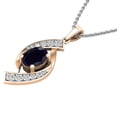 thumbnail image 2 of Dazzlingrock Collection 8X6mm Oval Blue Sapphire & Round White Diamond Flame Pendant for Women with 18 Inch Silver Chain (0.30 ctw, Color I-J, Clarity I1-I2) in 18K Rose Gold, 2 of 4