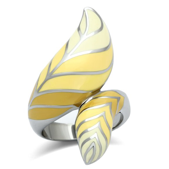 High polished (no plating) Stainless Steel Ring with Epoxy in Multi Color for Women Multi Color Stone Color Style TK837 Size 5