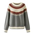 thumbnail image 5 of Sweater for Women Color Block Casual Relaxed Long Sleeve Tops Fall Winter Round Neck Pullover Blouse Daily Wear, 5 of 5