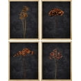 thumbnail image 2 of PixonSign Framed Wall Art Dark Moody Floral Prints, Set of 4 Wildflower Still Life Paintings, Minimalism Wall Décor, Nature Wilderness Adhesive Canvas Posters for Home Decor - 12"x16" Natural, 2 of 5