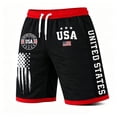 thumbnail image 2 of FASHOFT Mens Swim Trunks 4th of July Swimsuit American flag Print Beach Board Shorts with Pockets Bathing Suits Black M, 2 of 4