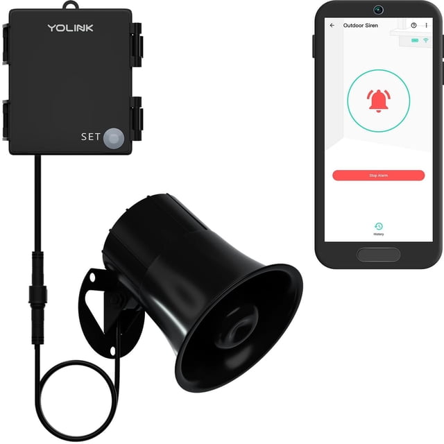 Kit de Sirena yoLink Exterior Inalámbrico 110 dB con Alarma Inteligente Compatible con Alexa y Googl