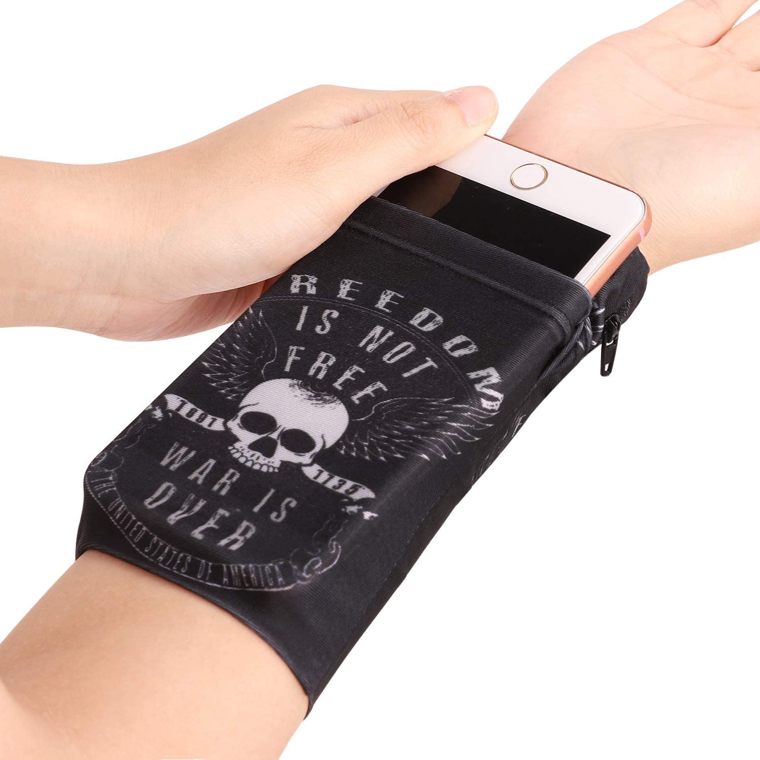 Ankle Wallet Hidden Pouch Armband Sweat Bands Running Pouch 2 Pocket Wrist Wallet Wrist Cell Phone Holder Wristlet Wallet for Travel 