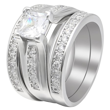 Gorgeous Wedding Rings - Gail Gorgeous 3 Ring Bridal Wedding Ring Set - Ginger Lyne Collection