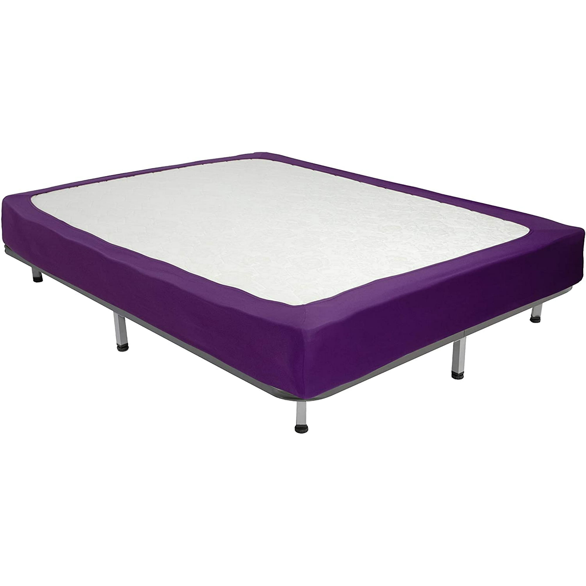 Box Spring Cover King Size Jersey Knit Stretchy Wrap Around 4 Sides Bed Skirt for Hotel Home King Cal King Purple Walmart