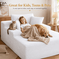 thumbnail image 2 of 67" Corduroy Boneless Chaise Sofa for Living Room, 9.9'' Wide Armrest Lounge Chair, Indoor Oversized Sleeper Sofa, Deep Seat, 3 Soft Pillows Sofa Bed, No Assembly Required, White, 2 of 9