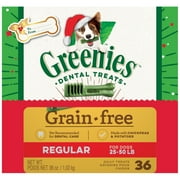 (5 pack) (5 Pack) GREENIES Holiday Limited Edition Packaging Grain Free Regular Size Dog Dental Treats, 36 oz. Box (36 Treats)
