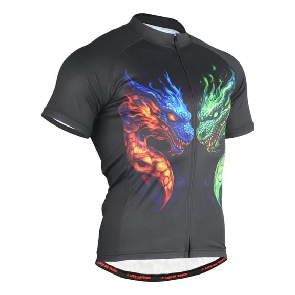 joogoo Cool Dragon Heads Pattern Men's Cycling Jerseys Mountain Bike Short Sleeve Tops L