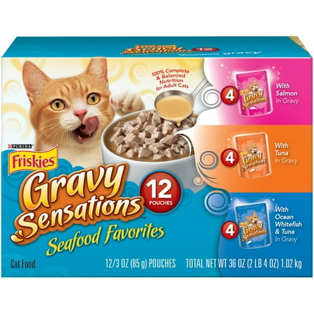 Purina Friskies Gravy Sensations Seafood Favorites Wet Cat Food Variety Pack-(12) 3-oz. Pouches