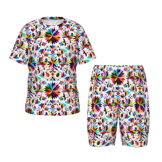 Balery Mexican Bright Style Conjunto de Pijama Infantil de Manga Corta con Estampado – Ropa de Dormir de Algodón Suave-3X-Large