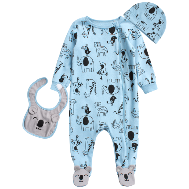 Koala Baby Newborn Baby Boys and Girls Bodysuit Set 3 Piece Footie