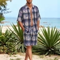 thumbnail image 2 of ZToonmas Men's 2 Piece Print Outfit Short Sleeve Button-down Camp Collar Shirt with Drawstring Waist Shorts Casual Summer Set, 2 of 5